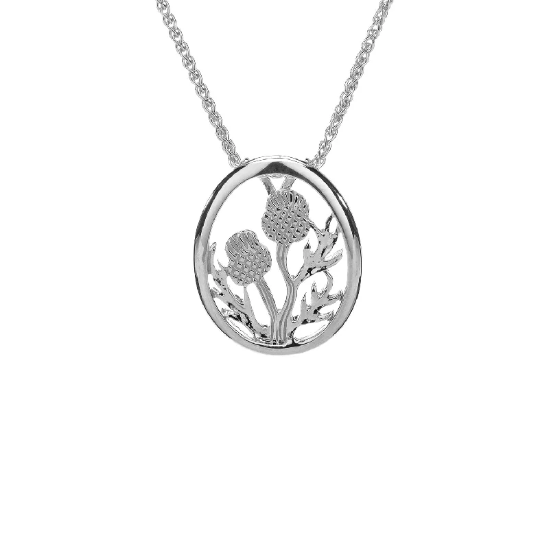 polished gold tier necklace-Silver Thistle Framed Pendant