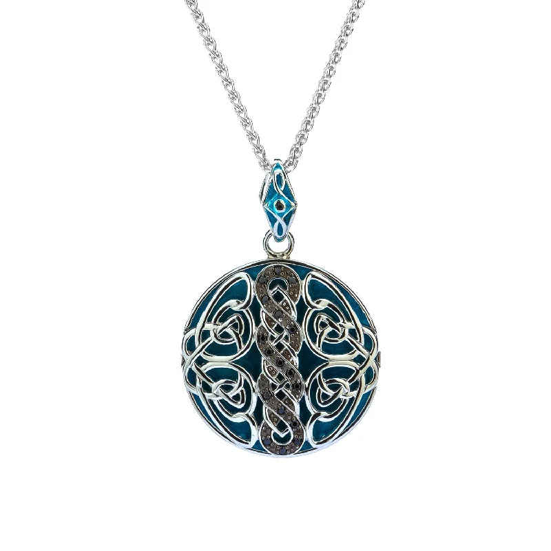 artisan-crafted rose necklace-Silver Celtic Knotwork Reversible Pendant- Large