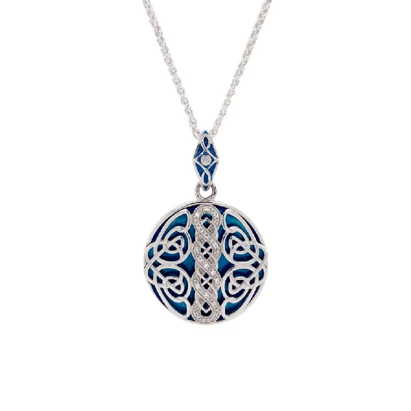 rustic tin chain necklace-Silver Celtic Knotwork Reversible Pendant