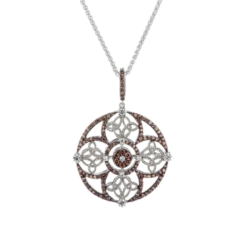 polished rose tier necklace-Silver Night & Day Reversible Circle Cross Pendant