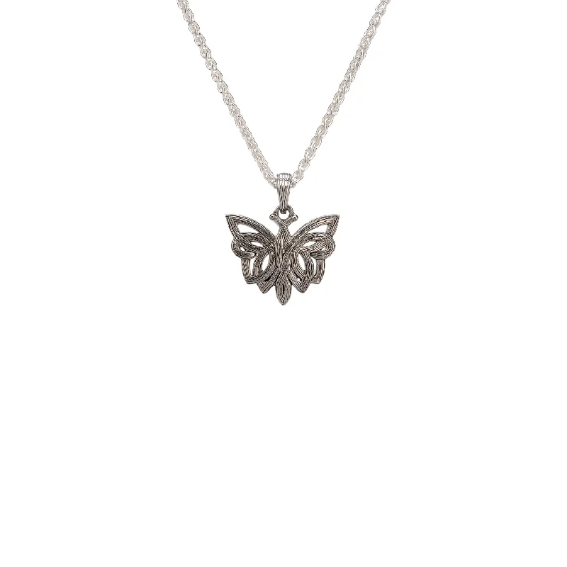 distressed gold chain necklace-Silver Butterfly Pendant