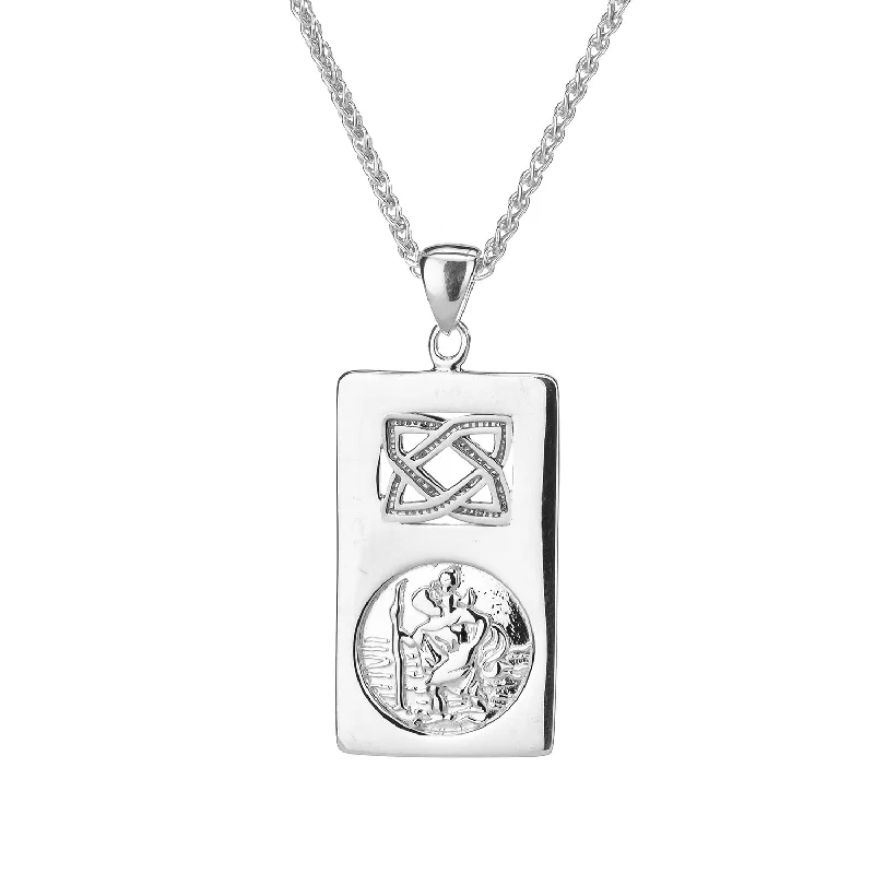 nature-themed summit ridge necklace-Silver St. Christopher Pendant