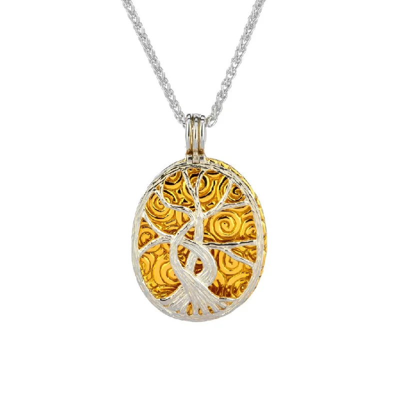 inscribed legacy chain necklace-Silver with 22k Gold Gilding Tree of Life 4-Way Pendant