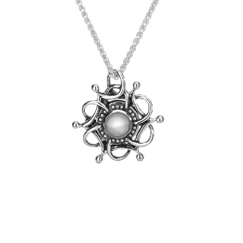 modern contoured chain necklace-Silver and Cabachon White Topaz Tempest Pendant