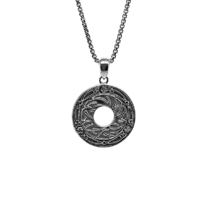 eight-stone drop necklace-Silver Cernunnos Ancient Celtic Coin Round Pendant