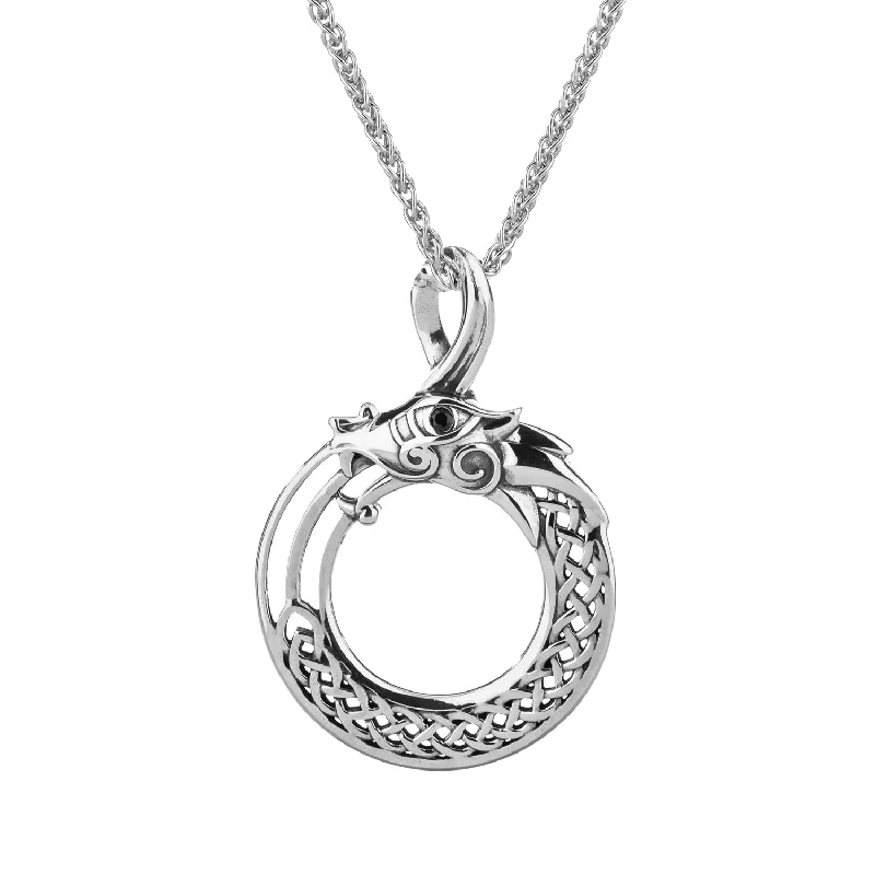 minimalist apex peak necklace-Silver Dragon Open Body Pendant