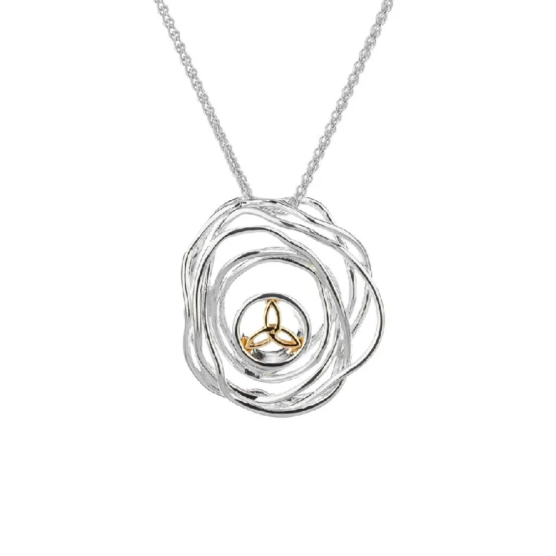 distressed rose layered necklace-Silver and 10k Gold Celtic Cradle of Life Pendant