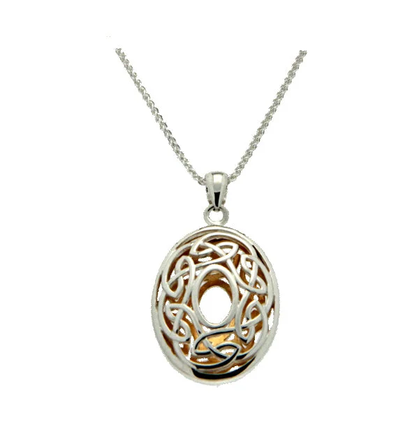 modern sleek nebula necklace-Silver with 22k Gold Gilding Window to the Soul Oval Pendant