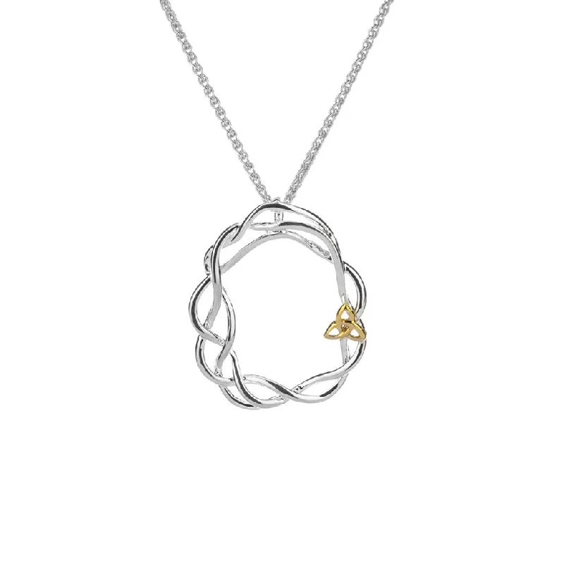 bold emerald peak ridge necklace-Silver and 10k Gold Infinity Knot Pendant