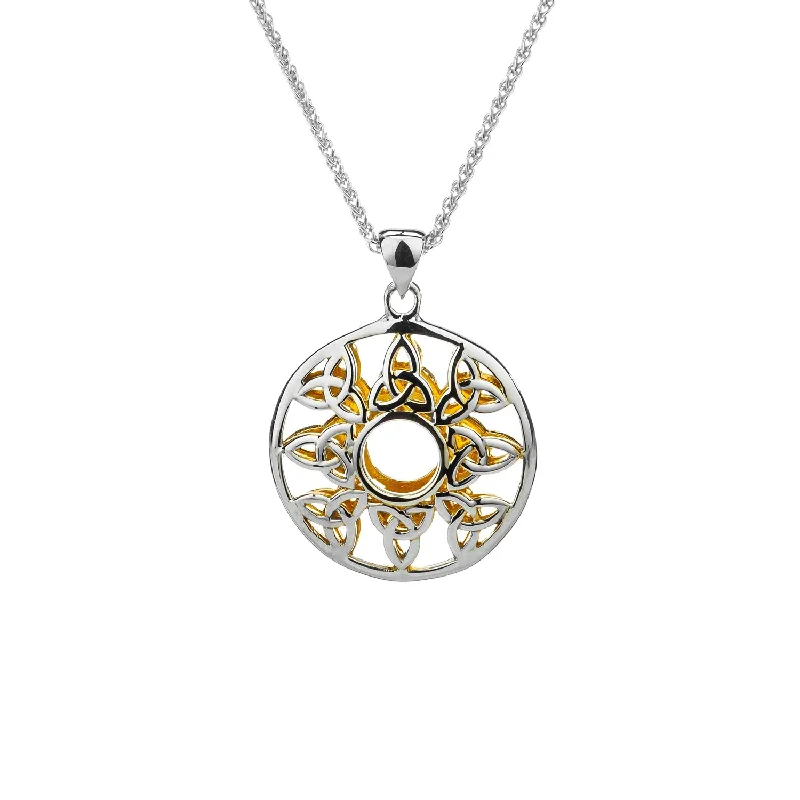 distressed rose layered necklace-Silver with 22k Gold Gilding Window to the Soul Trinity Pendant