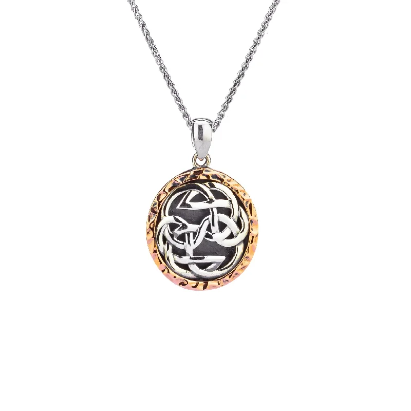 nature-themed summit ridge necklace-Silver and 10k Rose Gold Lewis Knot Path of Life Pendant