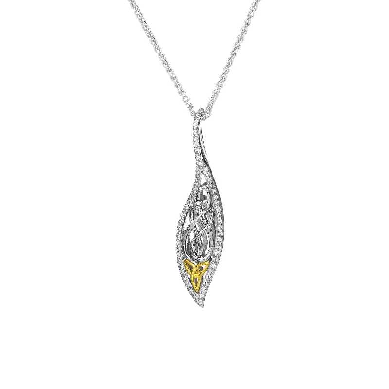 adjustable crest peak necklace-Silver and 10k Gold Leaf Pendant