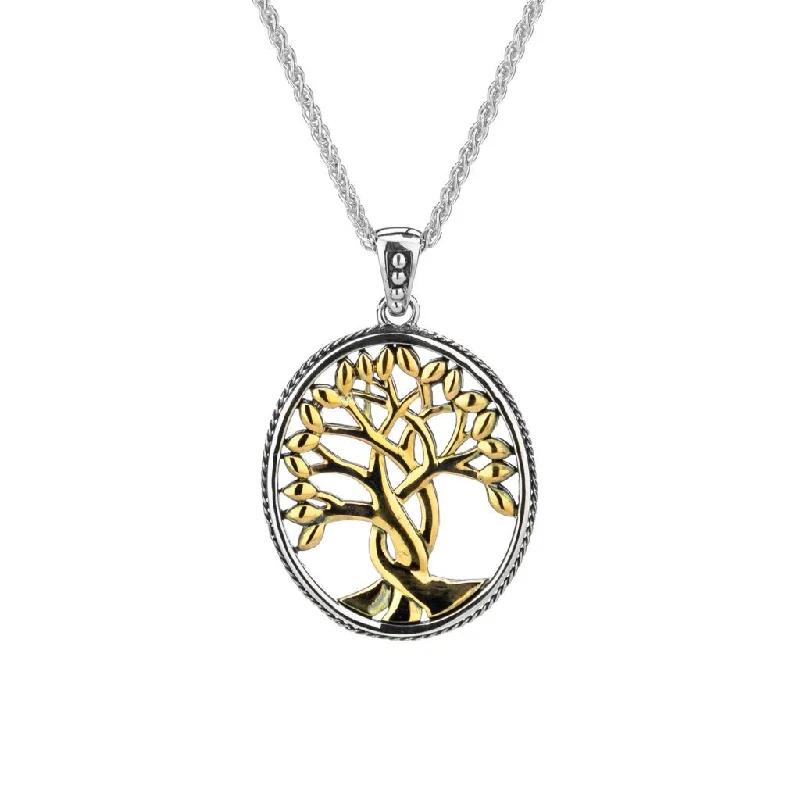 distressed gold chain necklace-Silver and 10k Gold Tree of Life Pendant