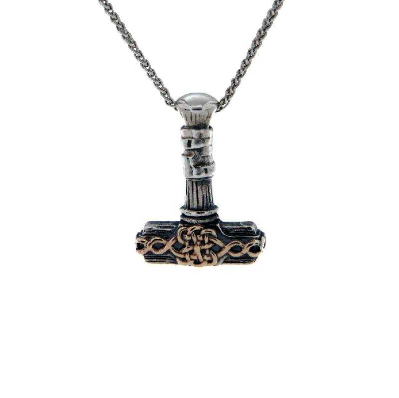 bold ruby peak ridge necklace-Silver and 10k Gold Hammer Pendant