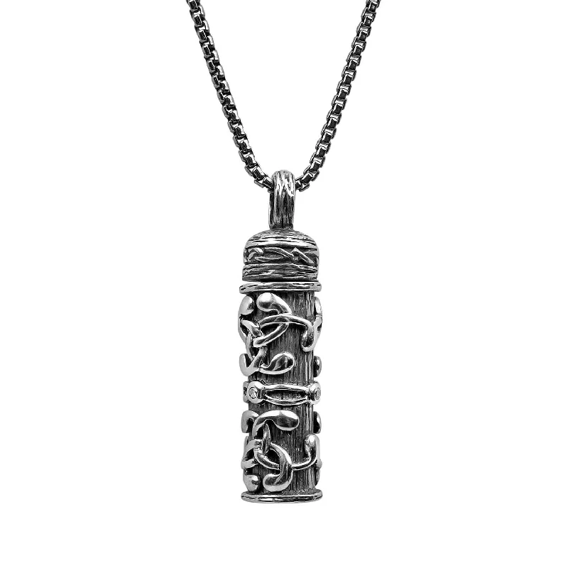 polished rose tier necklace-Silver Celtic Filigree Keepsake Vial