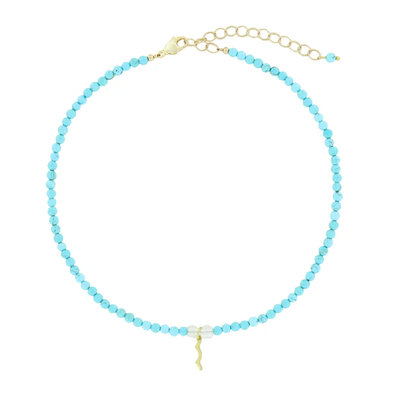 polished rose arc necklace-Rayminder UV Awareness Necklace in Cyan Turquoise