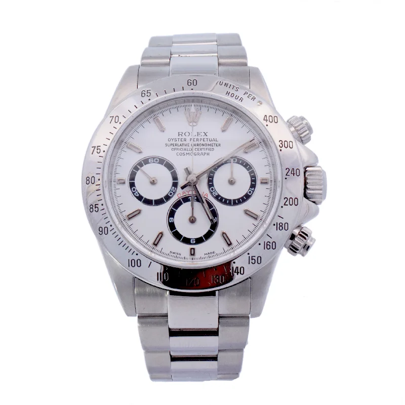 adjustable summit peak necklace-Rolex Daytona Stainless Steel 40mm White Chronograph Dial Watch | Ref# 16520