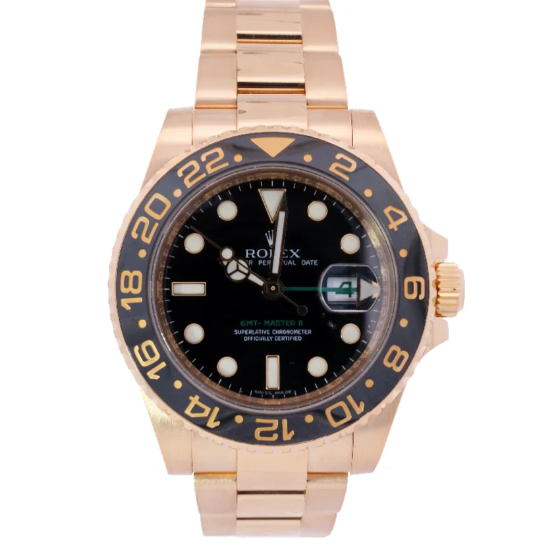 adjustable steel choker necklace-Rolex GMT Master II 40mm Yellow Gold Black Dot Dial Watch | Ref# 116718