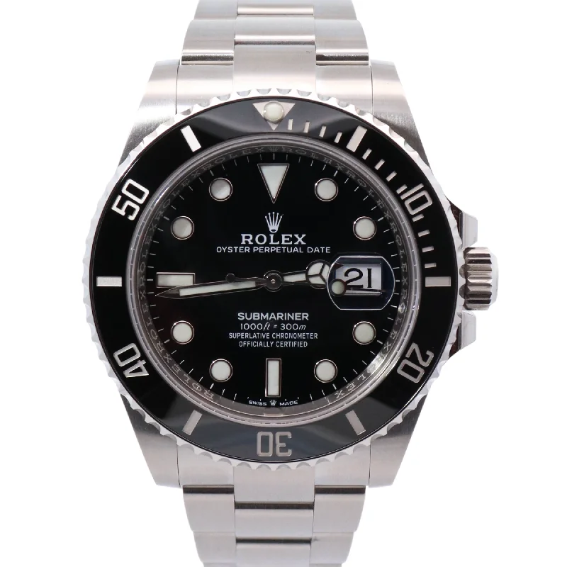 adjustable flare necklace-Rolex Submariner Stainless Steel 41mm Black Dot Dial Watch Ref# 126610LN