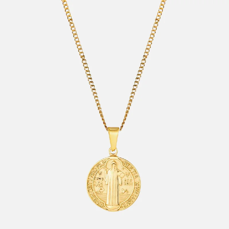 bold sapphire peak ridge necklace-"ST BENEDICT" PENDANT - GOLD