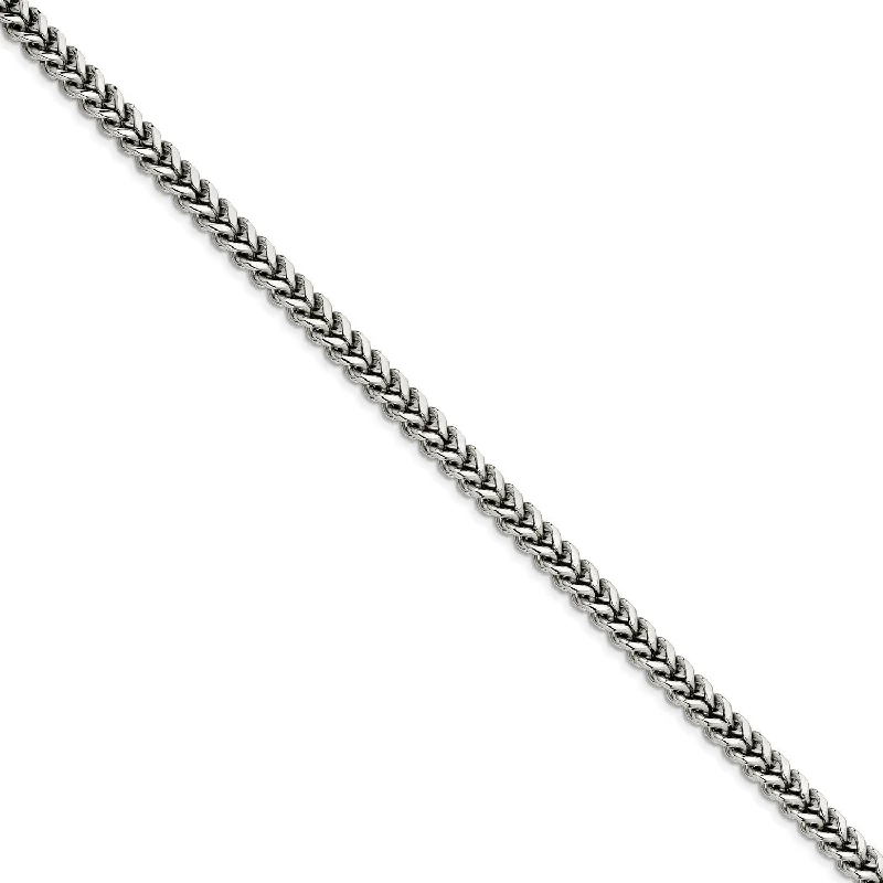 bold emerald peak ridge necklace-Stainless Steel 6.75mm 22in Franco Chain