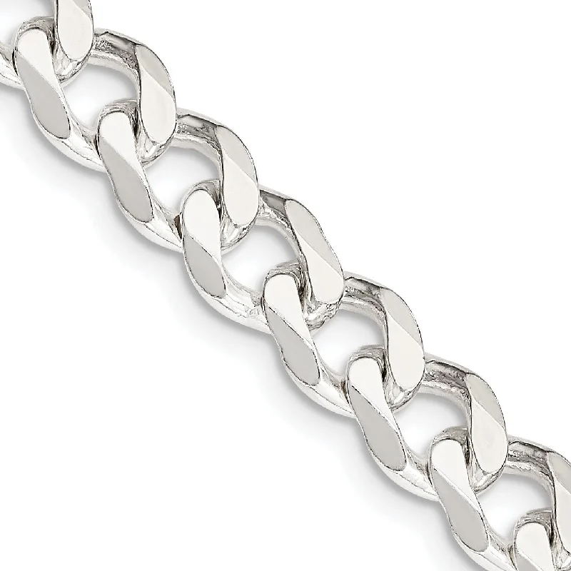 polished rose tier necklace-Sterling Silver 26-inch 7.5MM Curb Chain