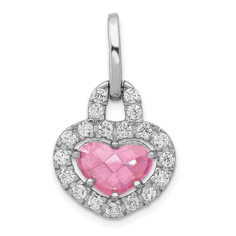 modern nebula diamond necklace-Sterling Silver Cubic Zirconia 27X16MM Heart Pendant. Chain Not Included