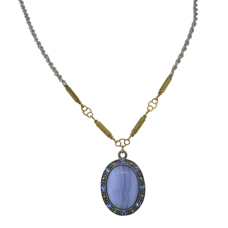 bold hexagonal opal necklace-T.R.U. Oval Gemstone Crystal Pendant Necklace 16" + 3" Extender