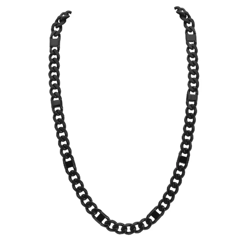 vintage-style malachite necklace-Titán by Adrian Gonzalez Black Stainless Steel Curb Chain