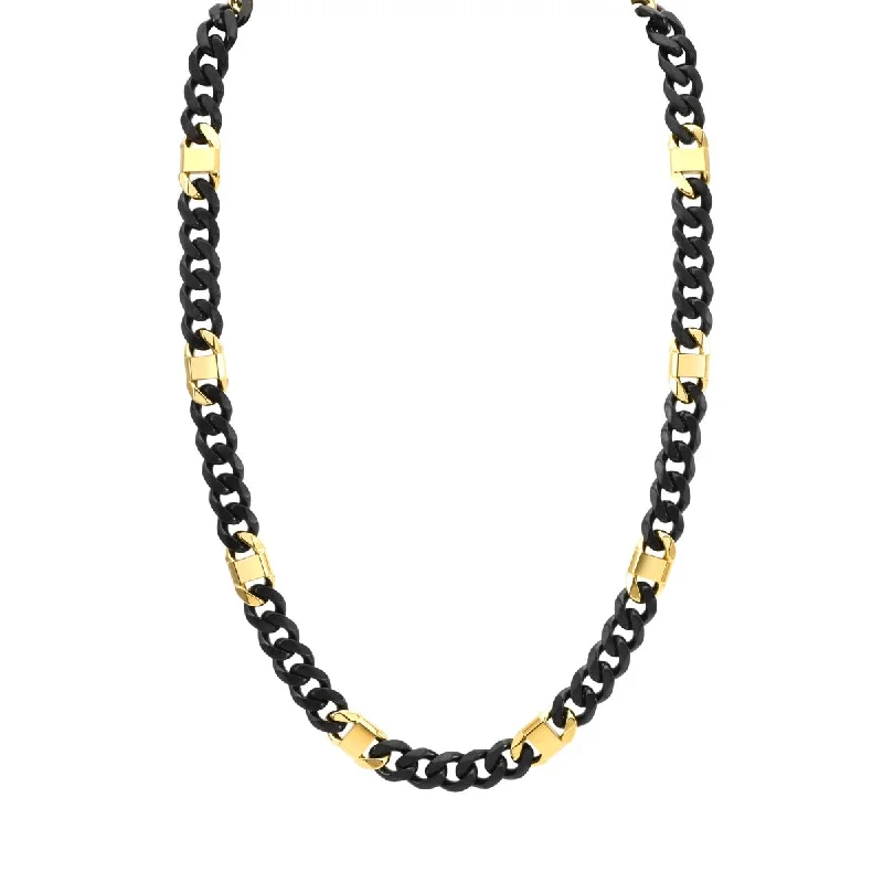 vintage-inspired amber necklace-Titán by Adrian Gonzalez Collection 22-inch Black and Yellow Stainless Steel Chain