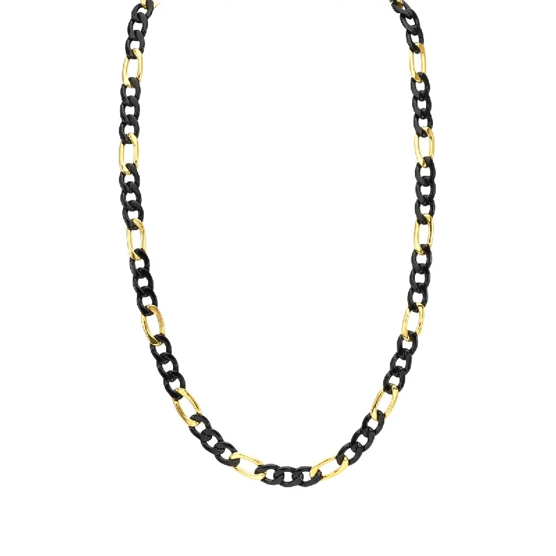 minimalist apex peak necklace-Titán by Adrian Gonzalez Collection 24-inch Black and Yellow Stainless Steel Chain