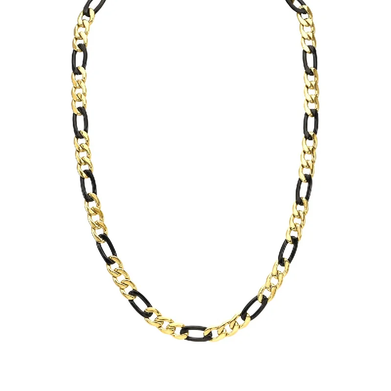 bohemian glyph necklace-Titán by Adrian Gonzalez Collection 24-inch Yellow and Black Stainless Steel Chain