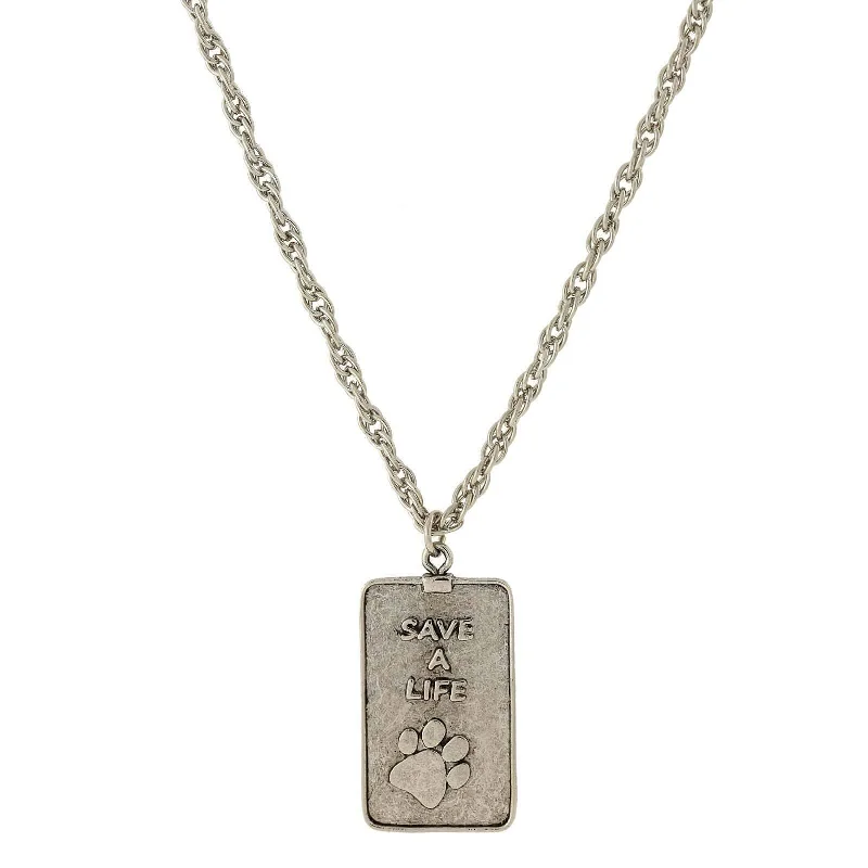 adjustable ridge peak necklace-1928 Jewelry Save A Life Dog Tag Pendant Necklace 32"