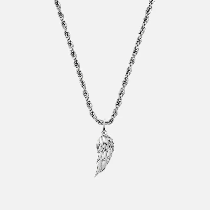 radiant-cut topaz necklace-"WING" PENDANT - WHITE GOLD