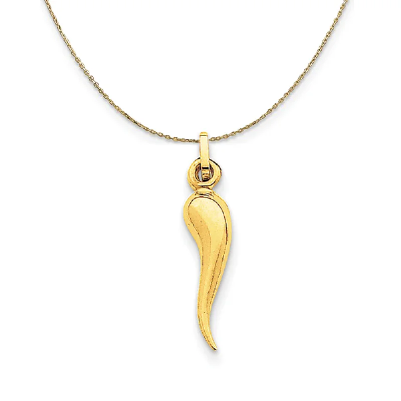 modern contoured chain necklace-14k Yellow Gold 3D Italian Horn (5 x 25mm) Necklace