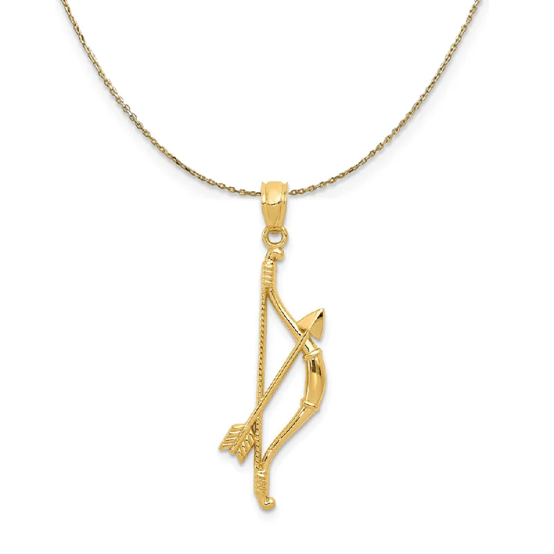 refined niobium drop necklace-14k Yellow Gold Bow and Arrow (11 x 36mm) Necklace