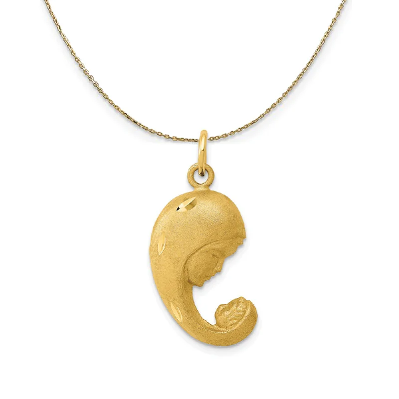 14k Yellow Gold Mother and Baby (14mm) Necklace