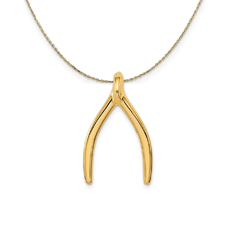 bold sunstone layered necklace-14k Yellow Gold Polished Wishbone Slide (15 x 25mm) Necklace