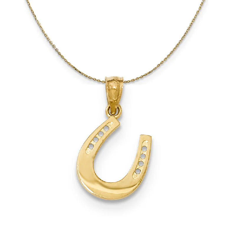 14k Yellow Gold Reversible Horseshoe Necklace