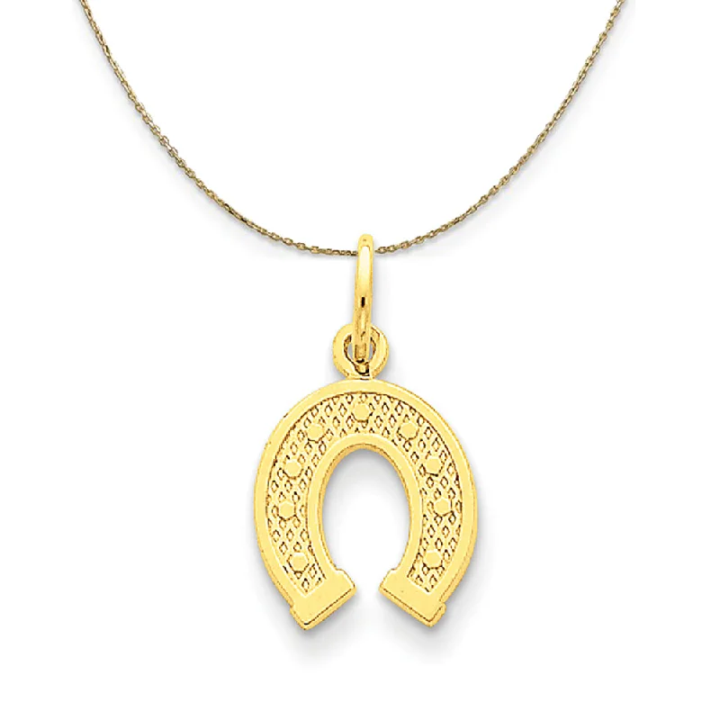 14k Yellow Gold Satin and Polished Horseshoe (10mm) Necklace