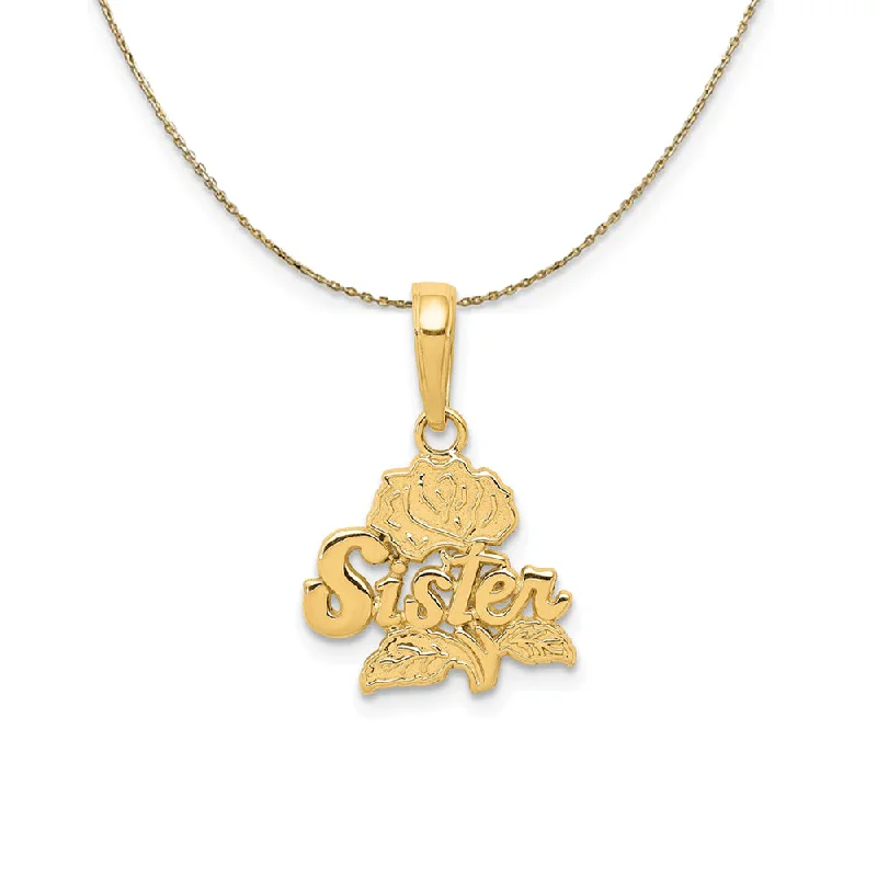 nature-themed summit ridge necklace-14k Yellow Gold Sister Rose Necklace