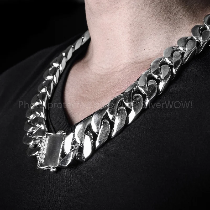 inscribed dynasty chain necklace-25mm Heavy Curb Link Necklace