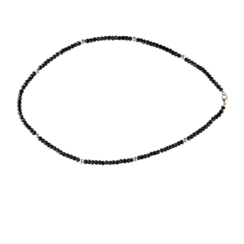 modern nebula diamond necklace-Onyx & Gold Beaded Necklace