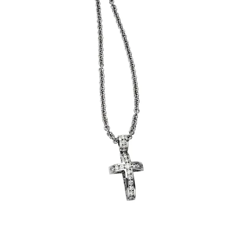 bold ruby peak ridge necklace-WHITE GOLD DIAMOND CROSS