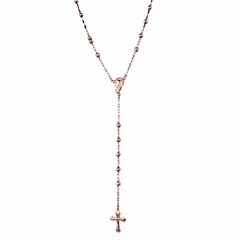 bold topaz peak ridge necklace-Rosary Necklace - 18 Karat Amber Hue Gold - Red Gold®