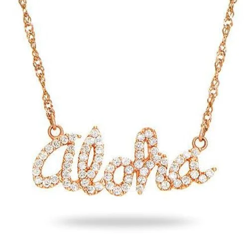 vintage-inspired ruby necklace-16" Aloha Necklace in Rose Gold with Diamonds