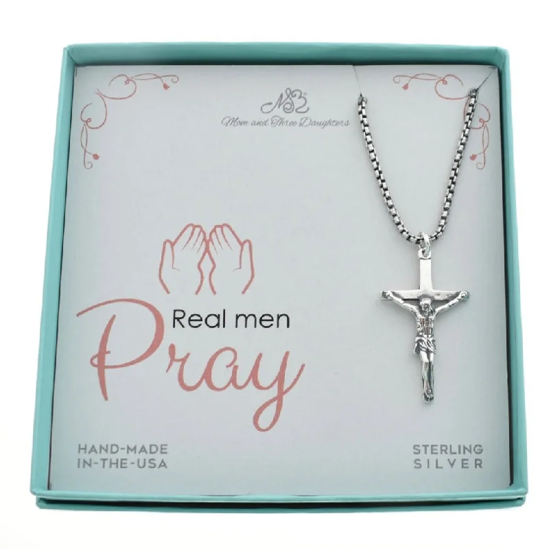 Men's Crucifix Necklace in Sterling Silver