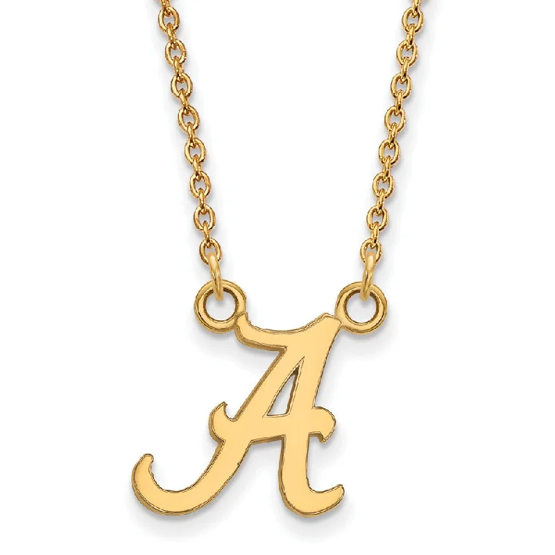 nature-themed cedar necklace-14k Gold Plated Silver U of Alabama Small Initial A Pendant Necklace