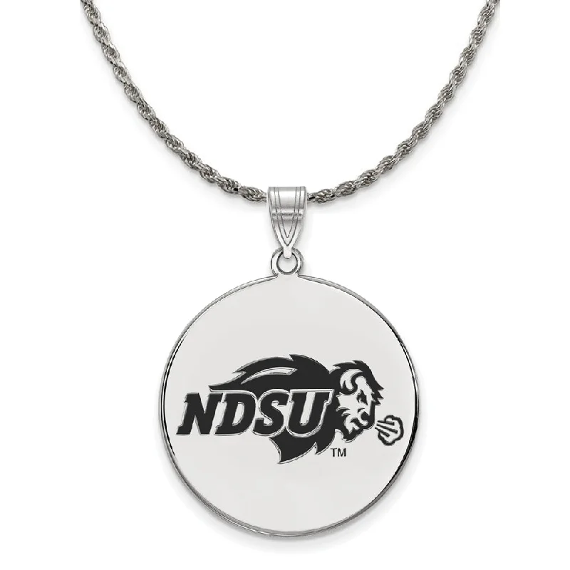 gothic-inspired owl talon necklace-Sterling Silver North Dakota State XL Enamel Disc Pendant Necklace