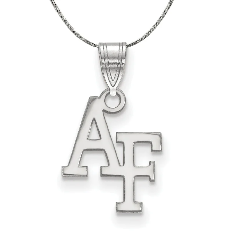 minimalist arc peak necklace-Sterling Silver Air Force Academy Small 'AF' Necklace